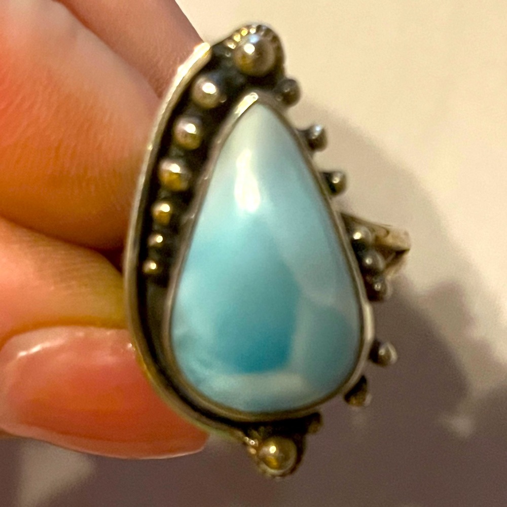 ** Larimar Silver Ring** size 9